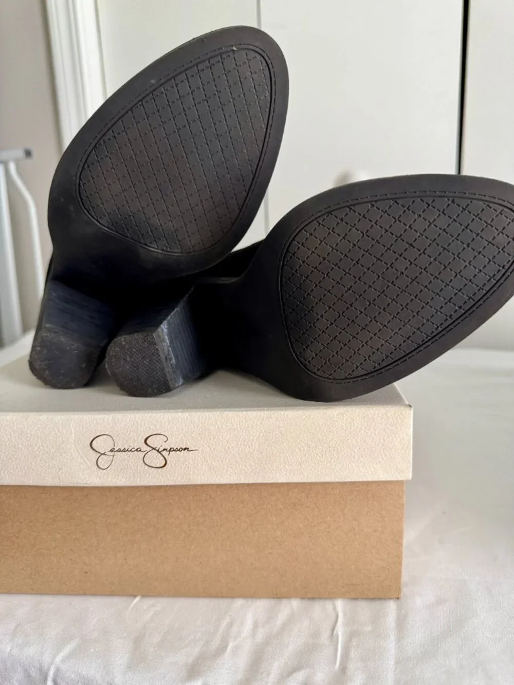 Jessica Simpson Conley Black Split Suede Boots Women's Fashion Ankle Boots